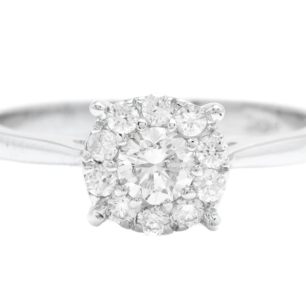045 Ct Natural Diamond 18k Solid White Gold Ring